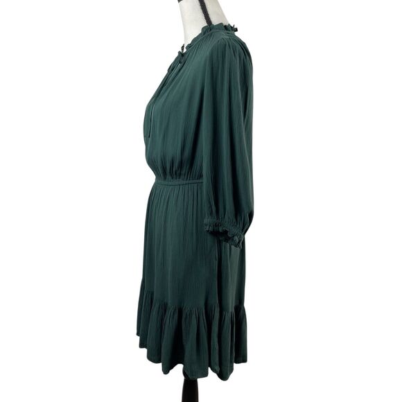 Knox Rose Women's Dress XS Green Tie Neck Tiered 3/4 Sleeve Boho Knee Length - Picture 6 of 11